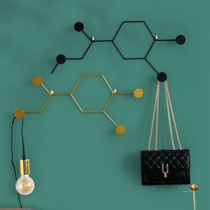 Nordic Ins Iron Creative Key Rack Hooks Wall Hanging Decoration Coat Hat Storage Minimalist Chemical Element Metal Hanger 220311