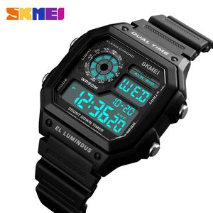 SKMEI Fashion Outdoor Sport Watch Men PU Strap Multifunction Waterproof Watches Alarm Male Digital Watch reloj hombre 1299 X0524
