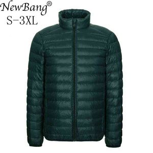 NewBang Brand Men's Down Jacket Ultralight Down Jacket Men Stand Collar Winter Feather Windbreaker Thin Parka With Carry Bag G1108