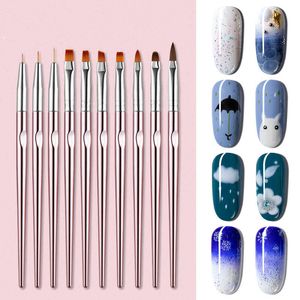 Multifunktionella nagelborstar 10 st Set Fashion Drawing Nails Art Brush Manicure Verktyg för skönhetssalong Spa