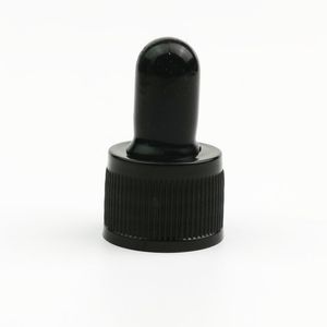 100 pçs / lote Plástico preto tampa de tampa de parafuso Wiith para vidro essencial / garrafas de soro tampão-evidente 18mm pescoço