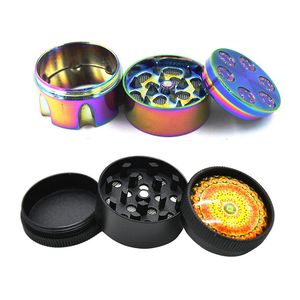 Partihandel mini 30mm 3Layer 3D-klistermärke Färgrik tobakskvarn Ny design Bullet Shape Rainbow Dry Herb Rökning Grinder 2Style