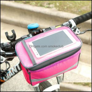 パニエのaesporiesサイクリングスポーツ屋外の正方形の自転車ハンドルバッグのクリアなタッチスクリーンウィンドウ携帯電話ポーチ高容量