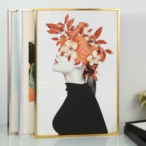 Picture Frame Metal Poster Classic Aluminum Po s For Wall Art Decor Unassembled No Glass Oil Painting 210611