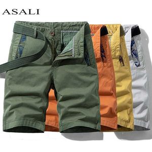 Mäns sommar shorts avslappnad militär last plus storlek knä längd solid bomull taktisk kort byxor män pantalon jogger 210714