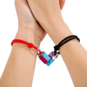 2 pçs/lote Casais Charm Pulseira Amigo Blocos de Construção Montagem Grátis Pulseiras Jóias Atraentes