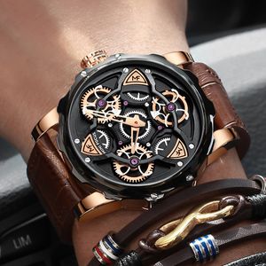 Men Analog Leather Sports Watches Brown Men's Army Military Watch Male Quartz Clock Relogio Masculino Waches