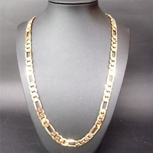 ! Kraftig 94 g 10 mm 18 K gult guld G/F herrhalsband Curb Chain Smycken Hängsmycke Halsband