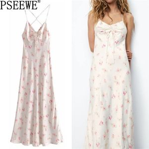 Floral Dress Woman Slip Backless Long Summer Women Ruched Straps Sleeveless Beach Midi Sexy Ladies es 210519