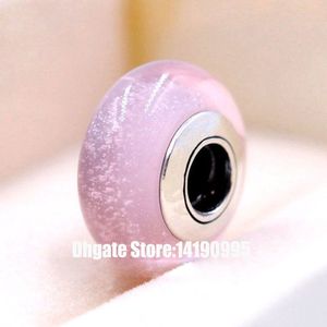 2 pcs 925 Sterling prata rosa fluorescente murano vidro assinatura cor contas caber pandora estilo jóias charme pulseiras