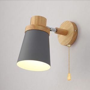 Wandlampen nordisch moderne E27 LED -Lampe Eisen und Holz Verstellbare Wandleuchter leichter Innenhäuser Küche Bett Schlafzimmer Dekoration Wohnzimmer