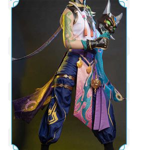 Anime Genshin Impact Xiao Cosplay Costume Carnival Halloween Party Permfit Strój Game Suit Still Ship Y0903