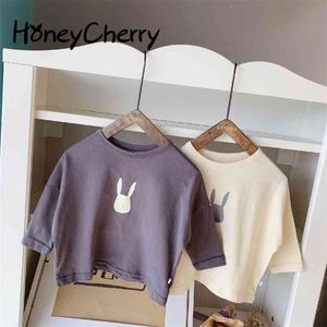 Spring Children's Cartoon Korean T-shirt boy And girl Long Sleeve Bottoming T-Shirt Children Clothes 210702