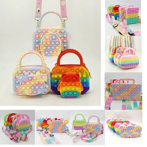 Decompression Toy Cute Square Finger POP Toy Candy Colors Silicone Shoulder Messenger Fashion Handbag