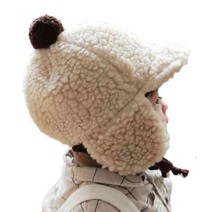 Осень / зима младенца шляпа младенческий теплый медведь плюшевый ухо Protector Baby Cap Cap Pise Boy Аксессуары Pog Pog Pograpt 210515