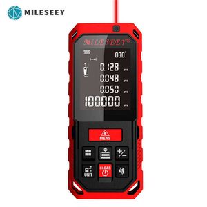 Mileseey Misuratore di distanza laser 164ft 50m Mini misuratore di distanza laser digitale portatile Telemetro Misuratore di nastro Diastimetro 210719