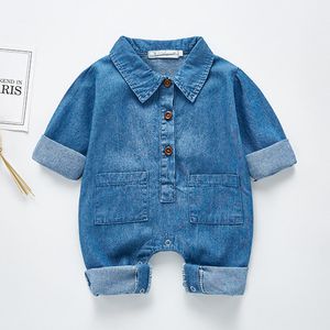born Boys Girls Cowboy Jumpsuits Clothes Spring Autumn Baby Rompers Long Sleeve Children 210429