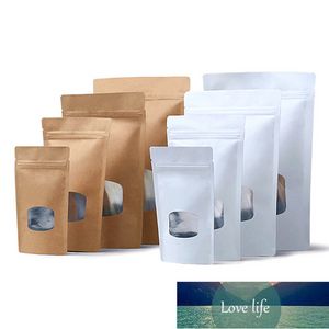 Neue 50 teile/los Weiß/Kraftpapier Kleine Fenster Tasche Kaffee Bohnen Nüsse Tee Lagerung Paket Tasche Snack Keks Fenster folie Geschenk Taschen Fabrik preis, Experten design Qualität