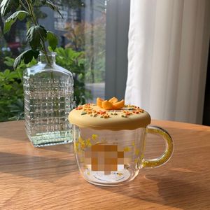 Keramiktasse für die Osmanthus-Saison, goldener Silikondeckel, hitzebeständiges Glas, kreative Kaffeetasse