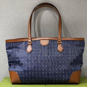 Lüks Denim Jeans Serisi Tasarımcı Omuz Çantası Kadın Çanta Çantası Lady Tote Mektup Baskı Çantaları Deri Tuval Patchwork Messenger Çantalar Yüksek Kalite