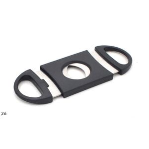 Plastic Stainless Steel Cigar Cutter Pocket Small Double Blades Cigar Scissors Black Tobacco Cigar Knife Smoking Accessories Tool RRE11684