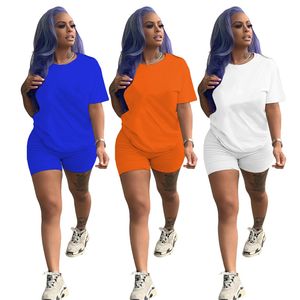 New Summer outfits Women jogging suits plus size 2XL tracksuits short sleeve T shirts + shorts pants two piece set black sportswear casual letter sweat suit 4834