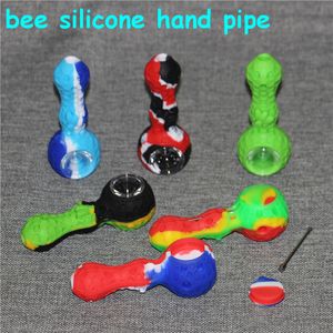 bee Smoking hand pipe Silicone Oil Rigs burner water pipes hookah with dabber tool container