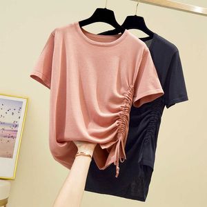 Casual Summer Slim Sweater Pullovers Kvinnor Kortärmad Grundläggande Sticka Topp Kvinna Casual O-Neck Basic Tunn Ribbed Sweater 210604