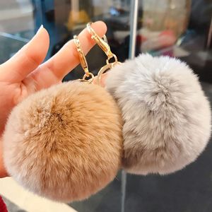 20 pcs Festa Favor Coelho Fur Bola Chaveiro Macio Macio Adorável Metal Chaveiro Bolas Pom Poms Plush Keychains Carro Keyring Bag Acessórios