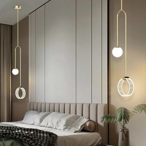 Lampada a sospensione di lusso in oro LED di arte moderna Illuminazione per soggiorno Sala riunioni Camera da letto Comodino Bar Ristorante Plafoniere per interni