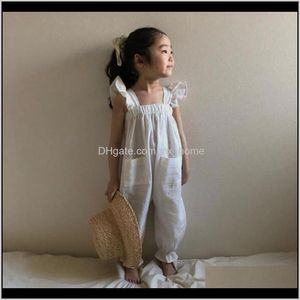 Trousers Clothing Baby Maternity Drop Delivery 2021 Kids Cargo Pants Cute Ruffled Sleeves Autumn Fashion Baby Romper Girl Jumpsuit Holiday Ca