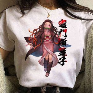 Kvinnors T-shirt Sommar Kortärmad Casual 3D Demon Slayer Tryckt Japansk Anime Kawaii Kamado Nezuko Kvinnors Oversized T-shirt G220228