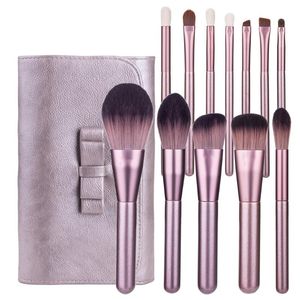 Makeup Brushes Purple Pro Set för Powder Blush Foundation Contour Highlights Eyeshadow Concealer Make Up Borste Tools Kits