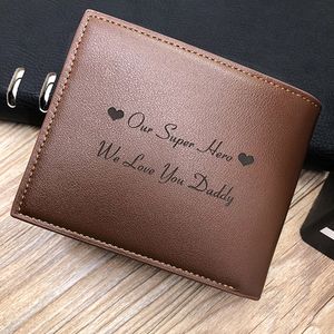 Engraved wallets Picture Wallet Trifold Short Ultra-thin Fashion Young Leather Wallet Money Clip Custom Photo Gift