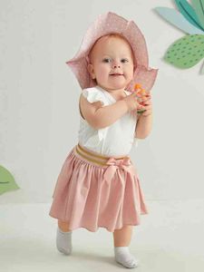 Baby Striped Trim Bow Flare Flare Flare Shirt Она