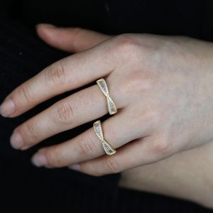 925 Sterling Silver Gold Plated band ring Baguette Cz Paved Cross Criss Twist Line Multi-style Cz Finger Rings Jewelry for Women