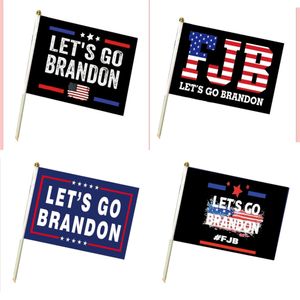Christmas Let's Go Brandon Flag 14 * 21cm Letters Printed Home Garden With Pole Flags American Polyester Mini Banner Decorations G14FE59