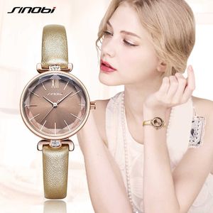 Sinobi New Fashion Women Watch Luxury Diamond Thin Green Leather Watch Japanese Quartz Wristwatch Ladies Watch Gift Montre Femme Q0524