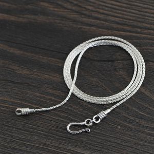 BOCAI 100% pure S925 silver jewelry retro fashion braided horsewhip chain detachable simple design Man and Woman necklace