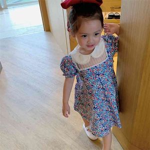 女の子のドレス夏のヨーロッパのアメリカンスタイルのレース人形襟花パーティー王女子供の赤ちゃん子供女の子服210625