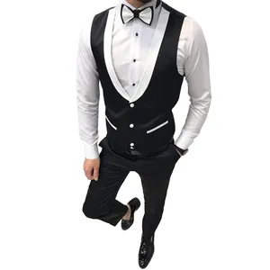 Abiti da uomo Blazer Gilet da sposo per matrimonio Abito da lavoro nero Gilet da uomo slim fit Abito da cerimonia formale italiano Groomsmen Maglione Camicia Wais