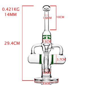 11 inchs Hookahs Double comb Perc Percolartor Water Bongs Smoke Glass Water Pipes Recycler Dab Rigs With 14mm Bowl