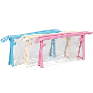 Borse portaoggetti da toilette da viaggio in PVC trasparente Borse trasparenti impermeabili per il lavaggio della rasatura Articoli per la cura della pelle Cosmetici Trucco Custodia con cerniera RH3674