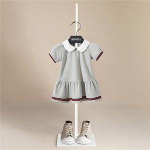 Neue Ankunft 2021 Kurzarm Baumwolle Kleidung Streifen Mode Europäischen Stil Baby Kinder Kleidung Kleidung Mädchen Kleid 1-6 jahre Q0716