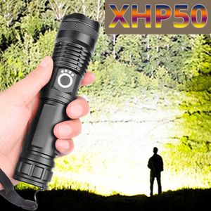 XHP50.2 أقوى مصباح يدوي الشعلة 5 أوضاع usb التكبير led xhp50 18650 أو 26650 بطارية التخييم، في الهواء الطلق