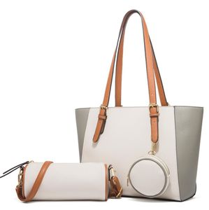 Trend mody torby damskie Dopasowanie kolorów Projekt prosty torebka swobodna torba na zakupy z okrągłym portfelem 20