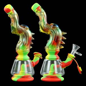 9.4'' Leakproof Smoking Hookahs Bongs Resin Glass Water Pipes Silicone bubbler rigs with packaging box
