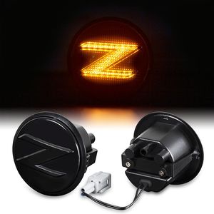 Nödljus 2st Dynamisk bärnstensfärgad sidomarkör Blinkers sekventiell blinkning bil LEDs för 370Z 2009 2010 2011 2012 2013 2014 2021