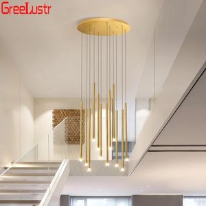 Kolye lambaları Minimalist altın Led Avizeler Işık Modern Home Deco Merdiven Asma Lamba Çatı Loft Avize Endüstriyel Kapalı Aydınlatma Lustr