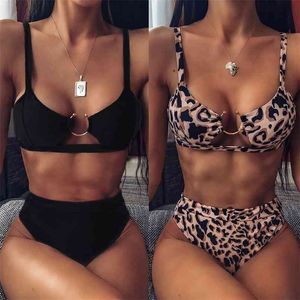 Seksowny strój kąpielowy Kobiety Wysokiej Talii Bikini Mikro Leg Swimming Garnitur do kąpieli Snake Druku Swimwear Bikinis Set 210630